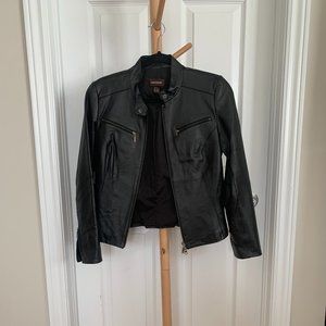 Danier Leather Bomber Jacket, Size XS, Black